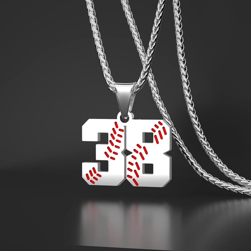 Wikavanli Personalized Baseball Jersey Number 00-99 Necklace - Stainless Steel Baseball Chain Pendant Necklace - Team Jewelry Gift for Boys, Girls, Men, Women - Image 2